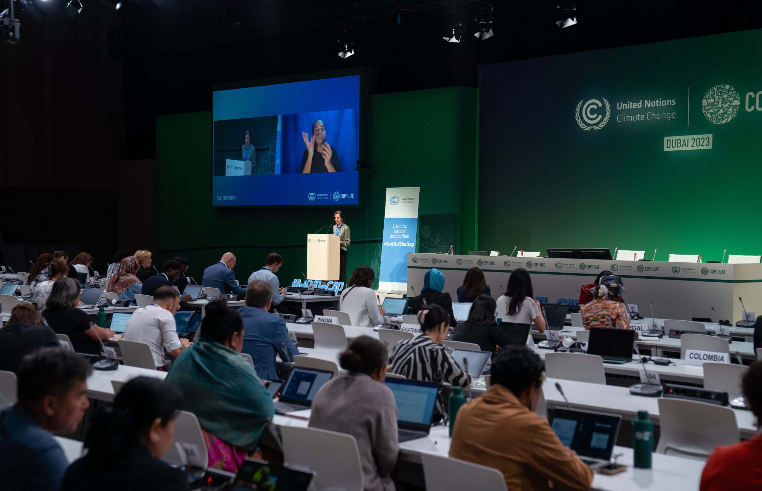 Delivering a gender responsive just transition for all at COP28, Dubai. 3 December 2023. Photo Leo Alfonso / ILO